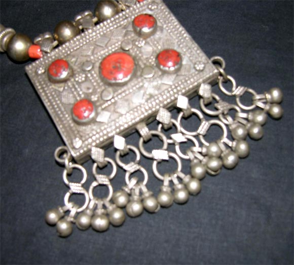 20th Century Silver & Coral Necklace` For Sale