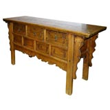 Antique Elm Altar Table with Drawers