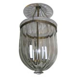 Antique ribbed clear bell jar lantern with glass knob