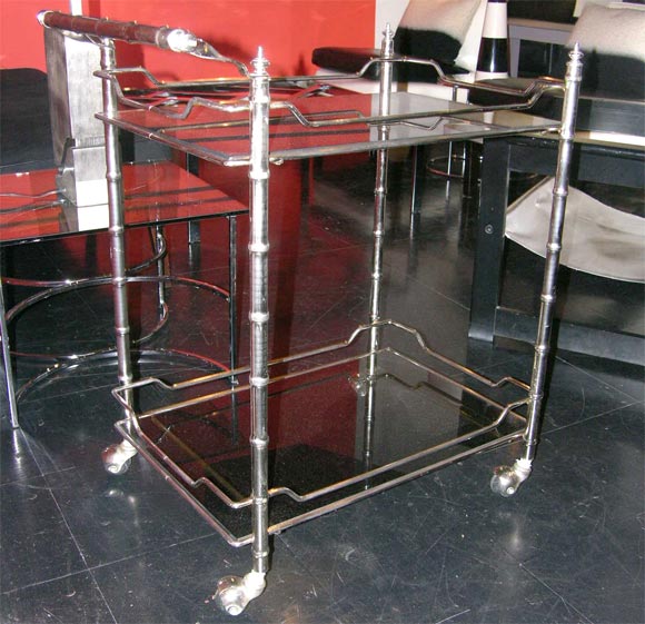 Nickel Plated Bambo Bar Cart