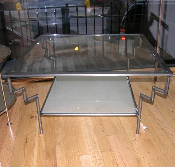 French Two Tiered Glass Coffee Table