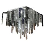 Purple, Clear and Black Murano Glass Ceiling Light Fixture