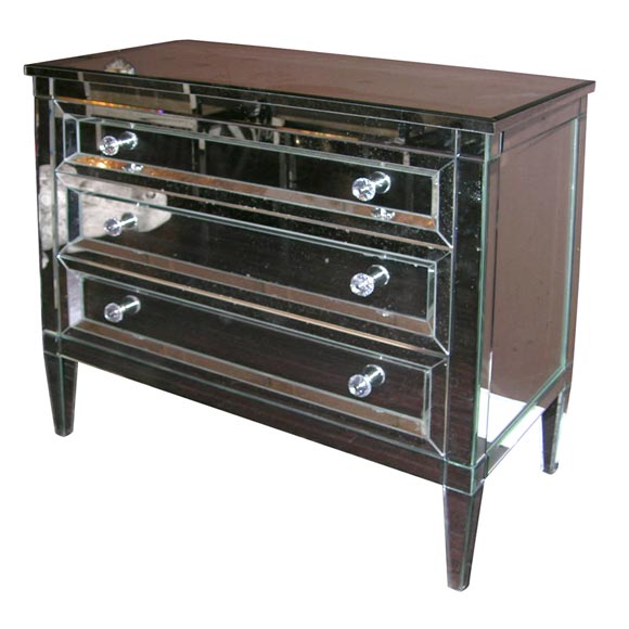 Neoclassical Modern 3-Drawer Beveled Mirrored Dresser