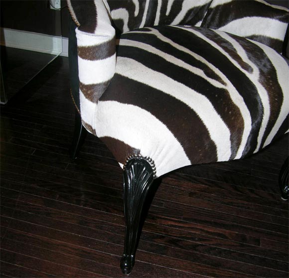 Paar maßgefertigte echte Zebra-Hammerkopf-Stühle (Zebrafell) im Angebot