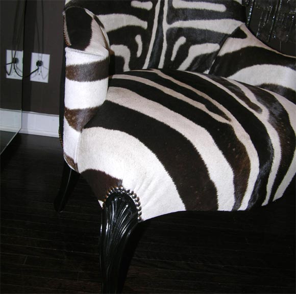 Pair of Custom Genuine Zebra Hammerhead Chairs In New Condition For Sale In New York, NY