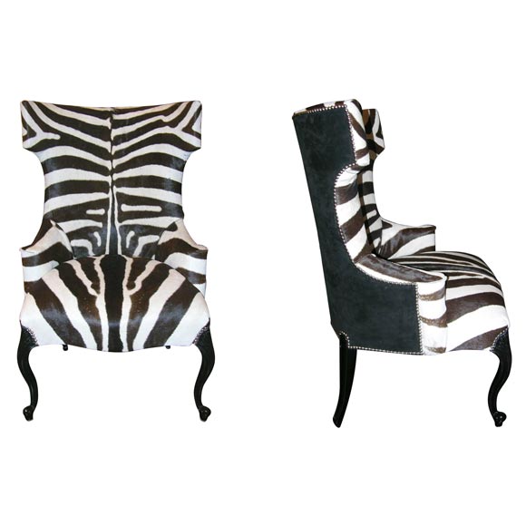 Pair of Genuine Zebra Hammerhead Chairs