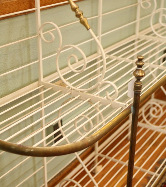Large Painted Iron and Brass Bakers Rack 2