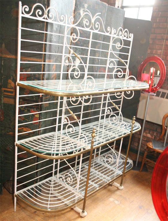 French Iron and brass bakers rack