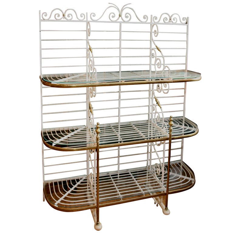 Iron and brass bakers rack
