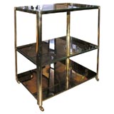 Bronze Triple-tier Bar Cart by Jacques Quinet, French 1940s
