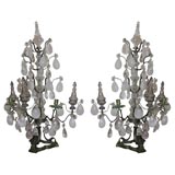 Antique Pair of Rock Crystal Candelabras