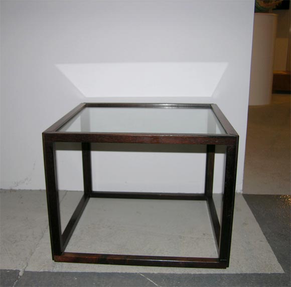 Scandinavian Modern Danish Rosewood Open Frame Cube Occasional Tables For Sale