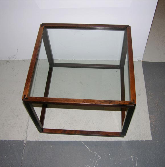 Mid-20th Century Danish Rosewood Open Frame Cube Occasional Tables For Sale