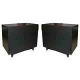 Vintage Pair of Black Three Drawer Chests by Kroehler
