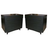 Pair of Black Three Drawer Chests by Kroehler