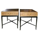 Used Pair of End Tables with Floral Pattern Incising by Kittinger