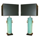 Pair of Mid-Century Turquoise Lamps