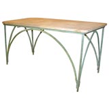 Painted Iron Table with Marble Top Painted Iron Table with Marble Top