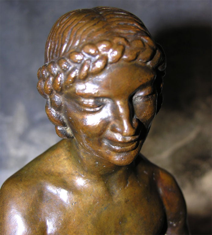 Sculpture en bronze Art Déco de Bacchantes par L. Dolapehier Excellent état - En vente à Water Mill, NY