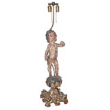 Early Italian Hand Carved Putto Lamp