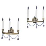 "Caldwell" black and gilt Empire style sconces