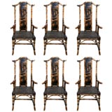 SET OF SIX ASIAN INSPIRED  DINING CHAIRS