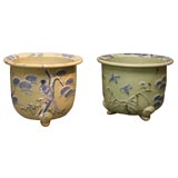 Pair 19th c Footed Pots