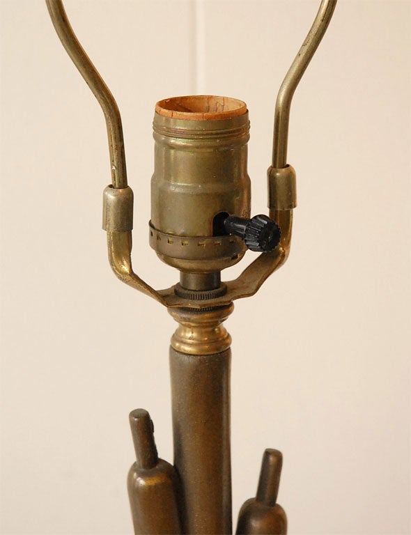 Brass Mid Century Cattails Lamp