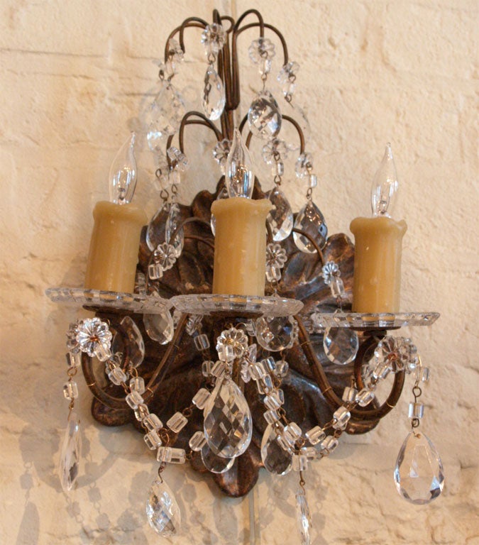 7309   PAIR SMALL 3 ARM SCONCES