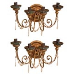 Pair of 19th c Italian Bois Dore Sconces 8