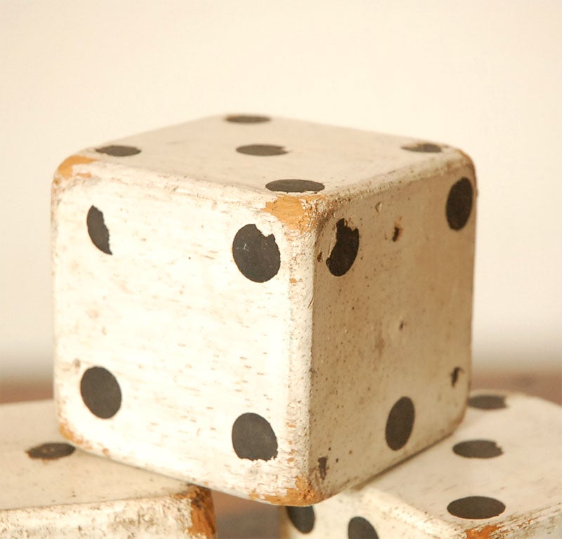 American 1930'S ORIGINAL WHITE PAINTED  DICES