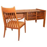 Handcrafted Rosewood and Teak Desk and Chair by John Nyquist