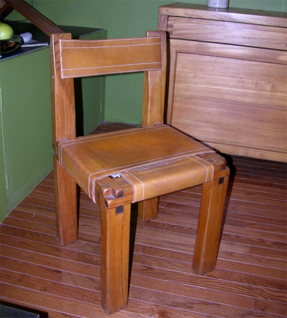 Mid-20th Century Six-piece Oak Dining Set by Pierre Chapo