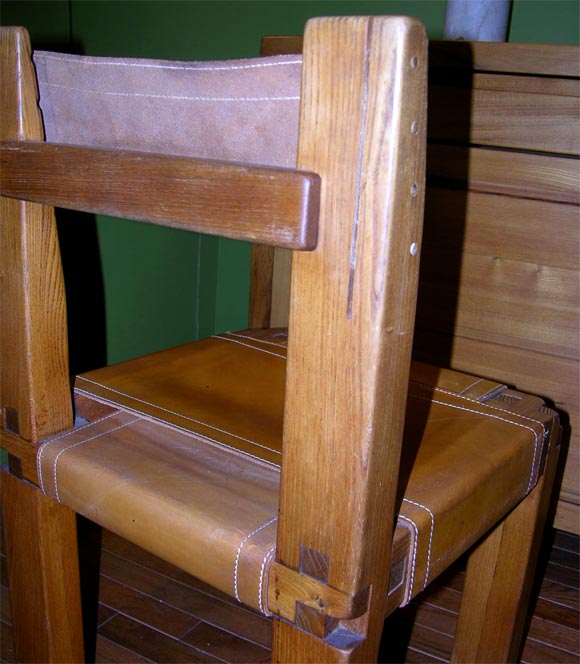 Six-piece Oak Dining Set by Pierre Chapo 3