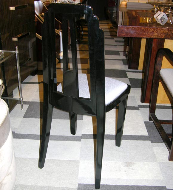 Polished Art Deco Machine Age Skyscraper Style Black Lacquer Desk or Occasional Chair