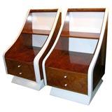Vintage Pair of  Art Deco Sleigh Style End Tables