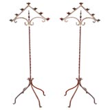 Pair of French Wrought Iron Torchieres