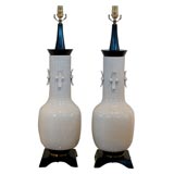Pair Crackled Porcelain Lamps