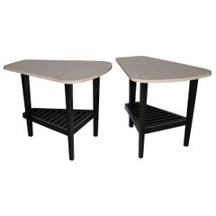 Pair Trapezoidal End Tables