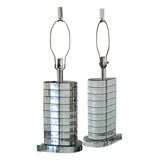 Pair Teardrop Shaped Lucite Lamps