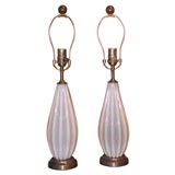 Pair  of Opaline Murano Glass Lamps
