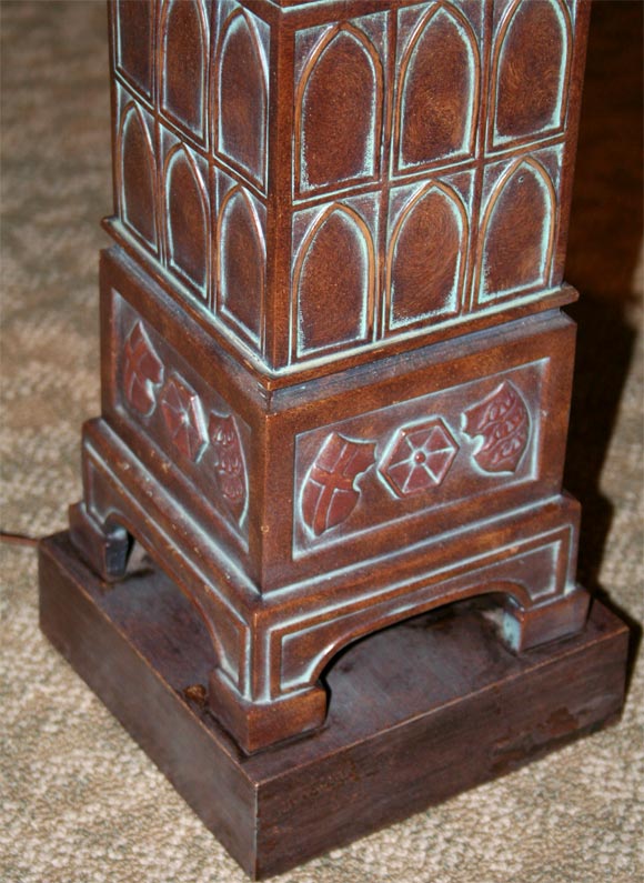 Pair of Bronze Patinated Tower Lamps
