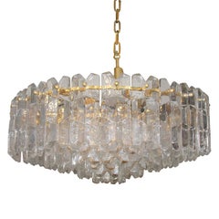 Large scale bronze and crystal tiered chandelier