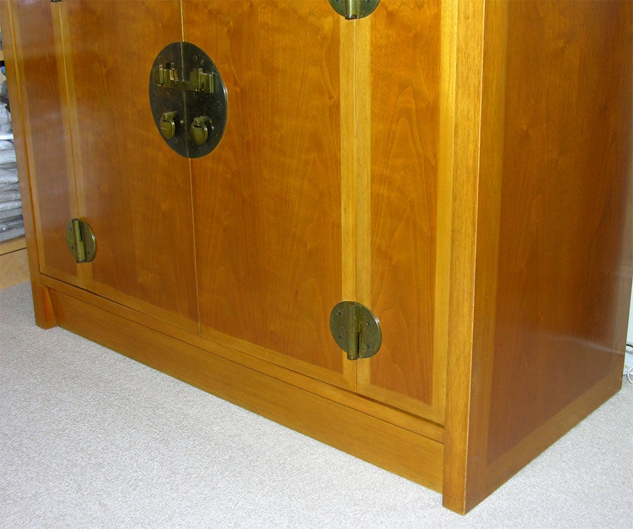 Edward Wormley for Dunbar Bar Cabinet with top drawer and side doors and satin brass hardware