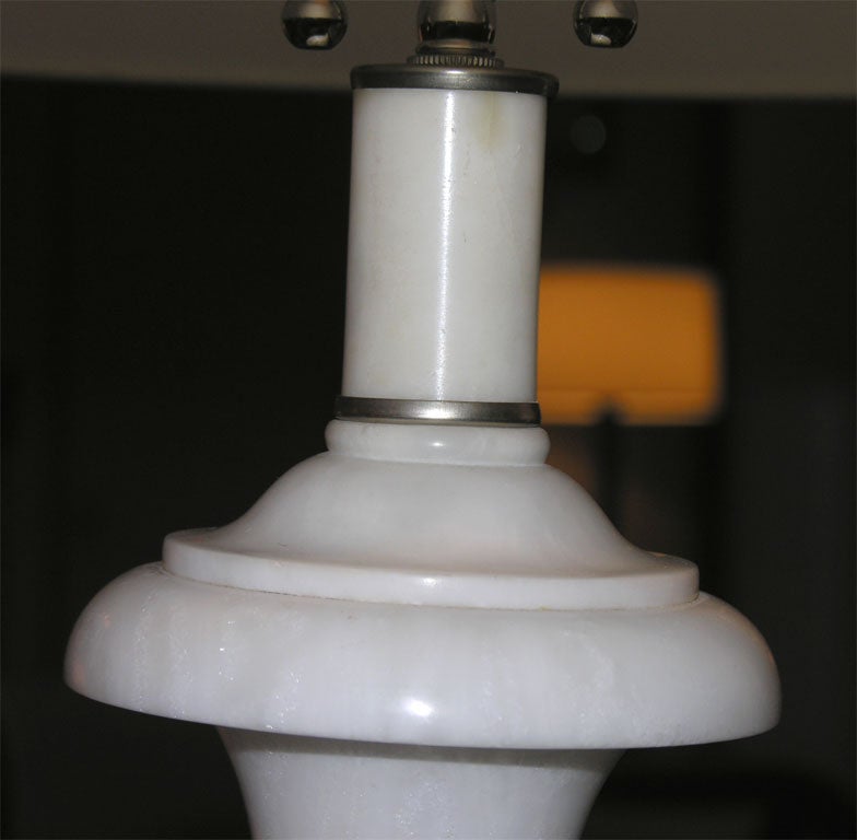 Pair of Italian White Alabaster Lamps 1