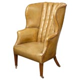 English Leather Barrel  back chair