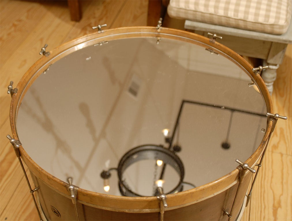 American mirror top vintage drum table