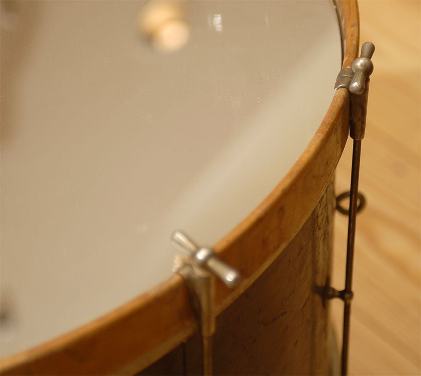Iron mirror top vintage drum table