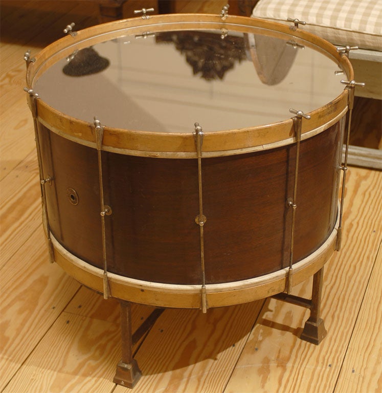mirror top vintage drum table 1