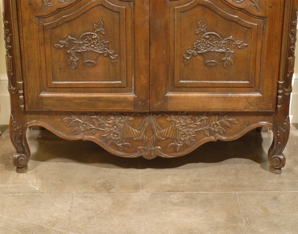 19th Century French Fruitwood glass door  Armoire